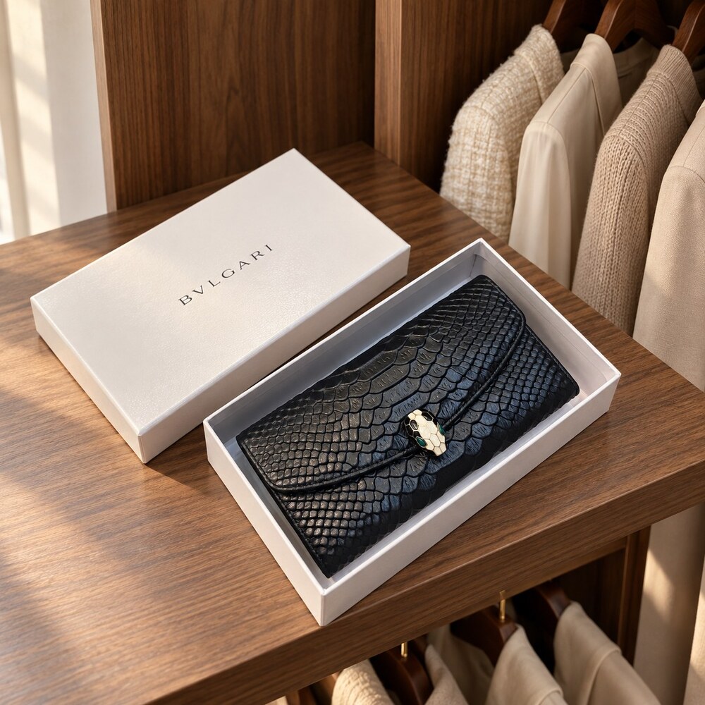 Bvlgari Serpenti Forever Python Skin Long Wallet